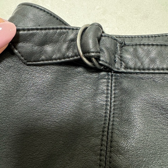 Free People Black Mini Skirt Faux Leather Size 8 - Picture 5 of 12